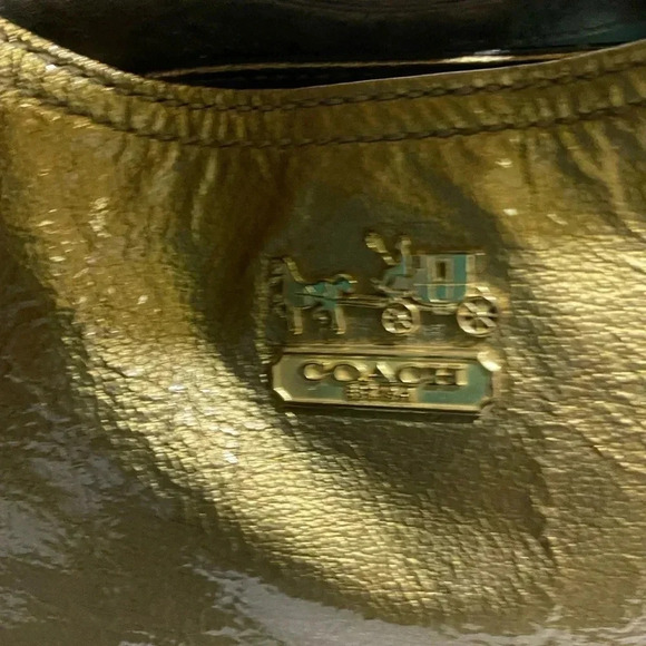 Coach gold metallic leather satchel handbag - Picture 7 of 16